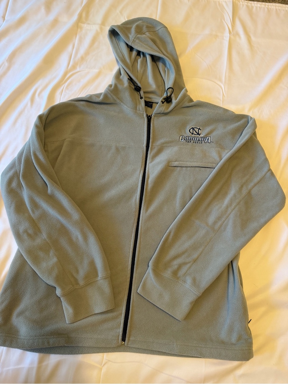North Carolina Embroidered Light Sage Green Fleece Hoodie Jacket